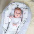 Réducteur Lit Bébé 90x50 cm - Matelas Cocoon Cale Bebe pour Lit Baby Nest Coton avec Minky Éléphant Gris Clair-3