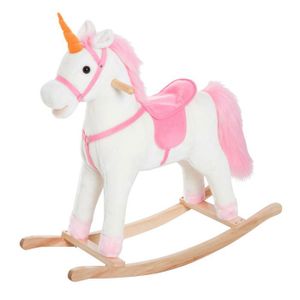 JOUET À BASCULE Cheval à bascule licorne à bascule blanc rose