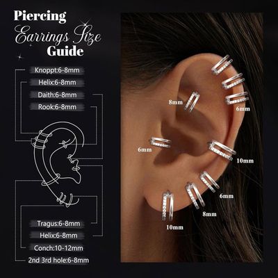 Lot De 11 Paires De Boucles D'oreilles Cartilage - Acier Inoxydable 316L Hypoallergénique - Pour Helix, Tragus, Lobe