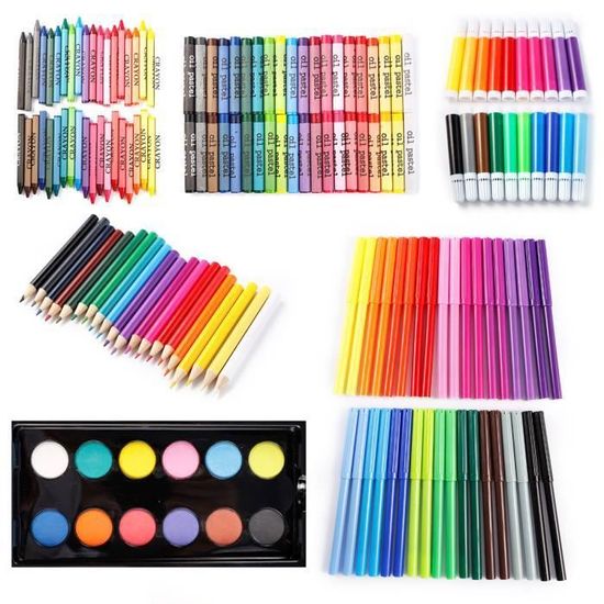 Boite 180pcs Accessoire Peinture Dessin Stylo Crayon Pastel Marqueur Pinceau Feutre Cadeau Fete Noel Achat Vente Kit Peinture 180pcs Accessoire Peinture Cdiscount