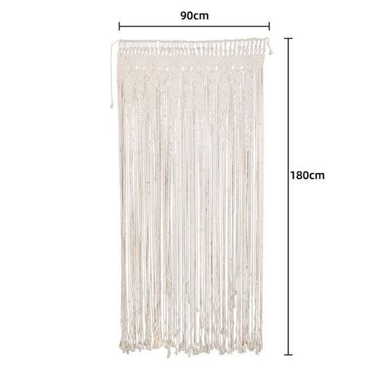 Rideau Macramé Bohème 100x200cm - Décoration Murale Tissée Coton, Pour Salon Chambre Ou Mariage