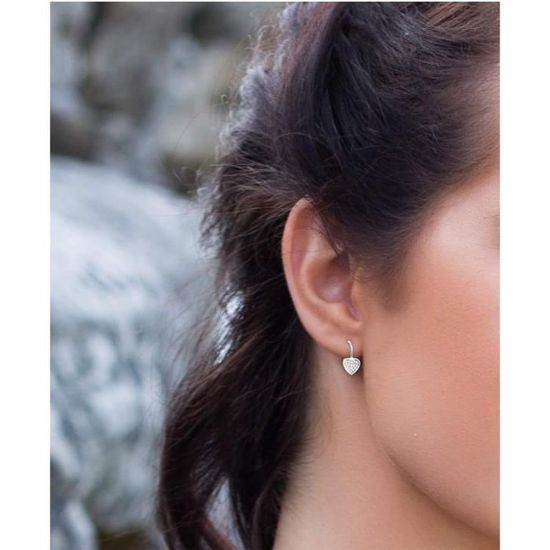 Boucles D'oreilles Femme Argent 925 Avec Zircon - Motif étoile/clou, Plaqué Rhodium, Hypoallergénique, Boîte Cadeau
