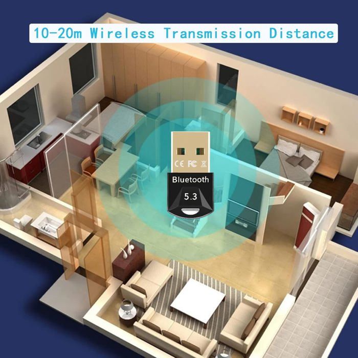 Dongle Bluetooth 5.3 Soodyoow - Clé USB Bluetooth Pour PC Windows - Connecte Casque, Souris, Manette
