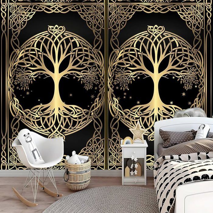 Tapisserie Murale Arbre De Vie 3D Effet - Taille 150x200 Cm, 100% Polyester - Décoration Chambre, Salon, Dorteur - Livrée Avec Accessoires De Suspension