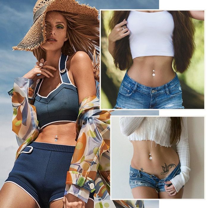Set De 7 Piercings Nombril Hypoallergéniques - Cœur & Papillon Pour Femmes Et Filles