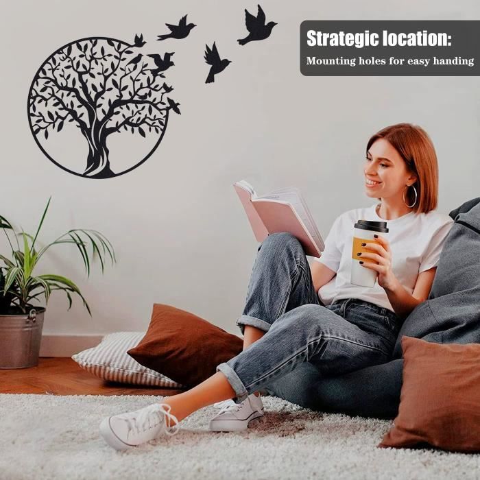 Arbre Mural En Vinyle Déco - Autocollant Déco Murale T3, Couleur Unique, Facile à Poser