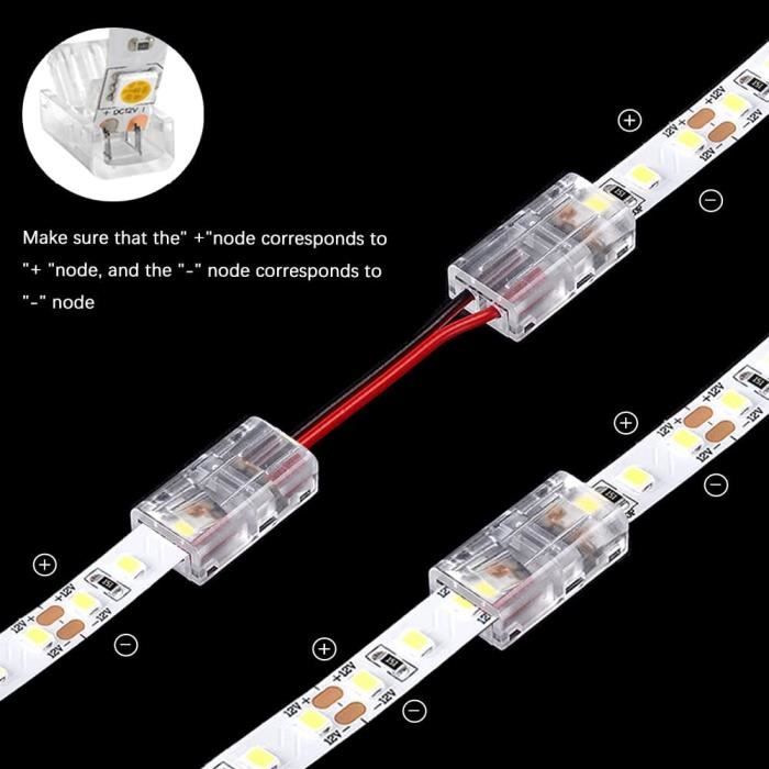 Connecteur de manchon étanche IP68 à 2 broches pour bande LED COB, Tube  solide pour l'extérieur, 8mm, 10mm, pour Dressing, 5 pièces - AliExpress