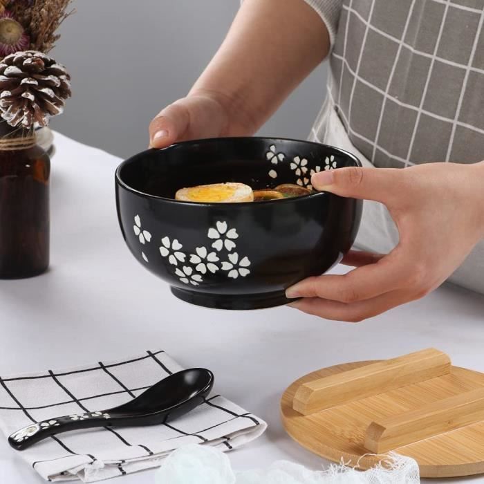 Bol à Ramen Japonais En Céramique Avec Cuillère Et Baguettes - Style Et Pratique