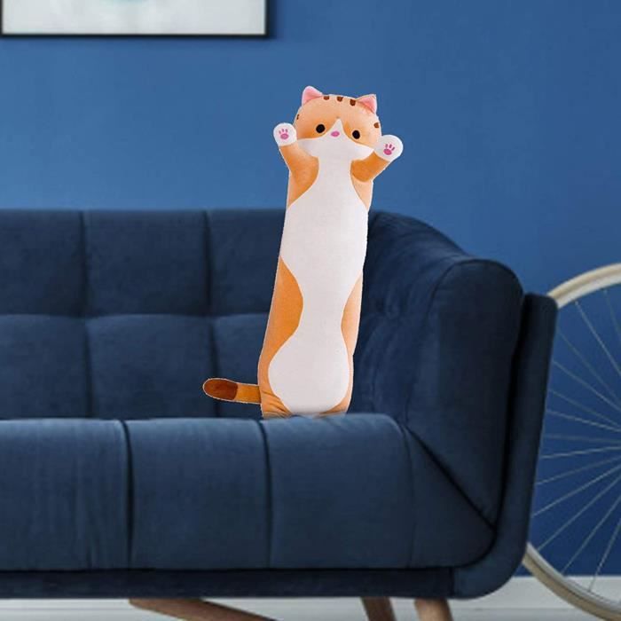BELLE VOUS – Long Oreiller Chat En Peluche 71 Cm, Super Doux, Lavable En Machine, Cadeau Doudou Pour Enfants Et Adultes