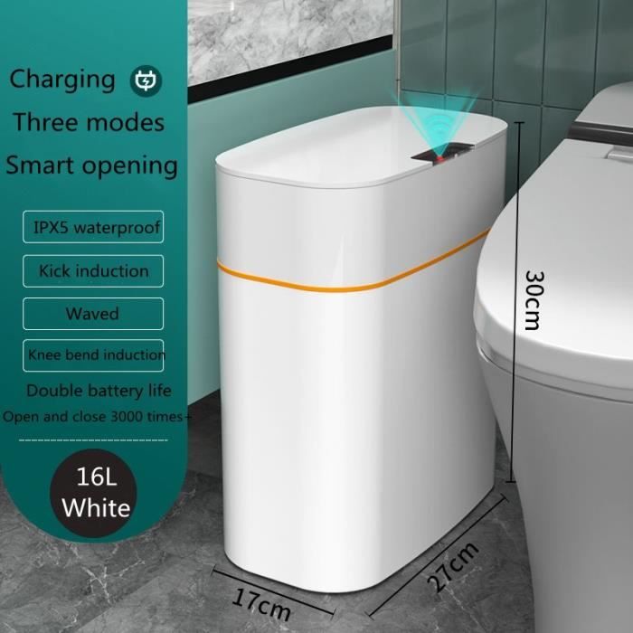 Poubelle,Poubelle intelligente à capteur automatique, poubelle électrique  pour la maison, pour la chambre - Type Battery white-16L - Cdiscount Maison