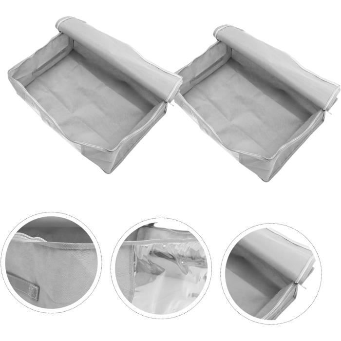 JASTOO Lot de 2 boîtes de rangement, boîte pliable avec fenêtre transparente, boîte de rangement pliable avec poignée pour placard, vêtements, livres, cosmétiques, jouets, etc