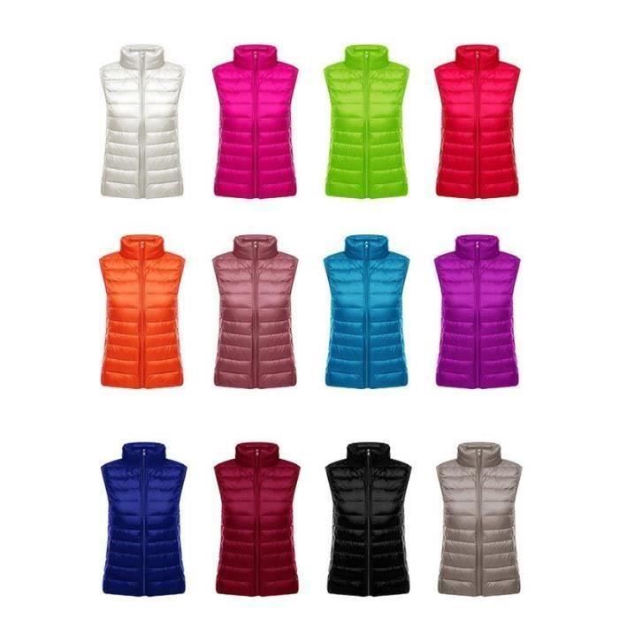 Gilet Doudoune Sans Manches Femme FUNMOON Col Montant Regular Fit  Orange