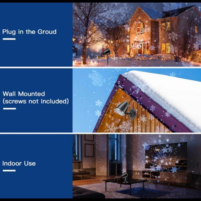 Projecteur Flocons De Neige Double Tête IP65 - Décoration Noël Extérieur Rotatif 180° - 4