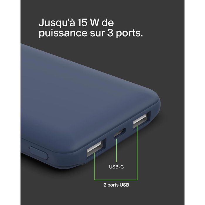 Batterie externe USB-C 10K avec câbles intégrés