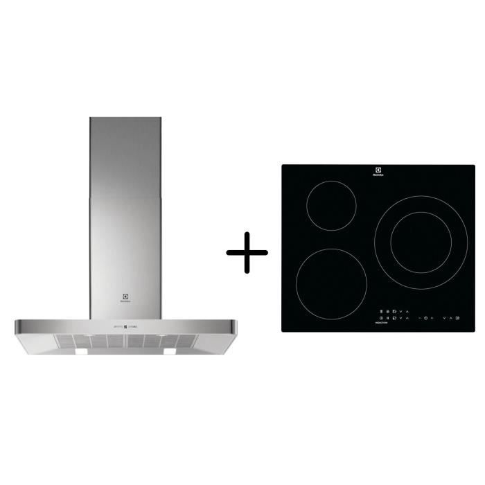 ELECTROLUX EFB90463OX - Hotte décorative murale - Hotte pilotée par la table - Inox + CIT60331CK - Table induction- Pack encastrable