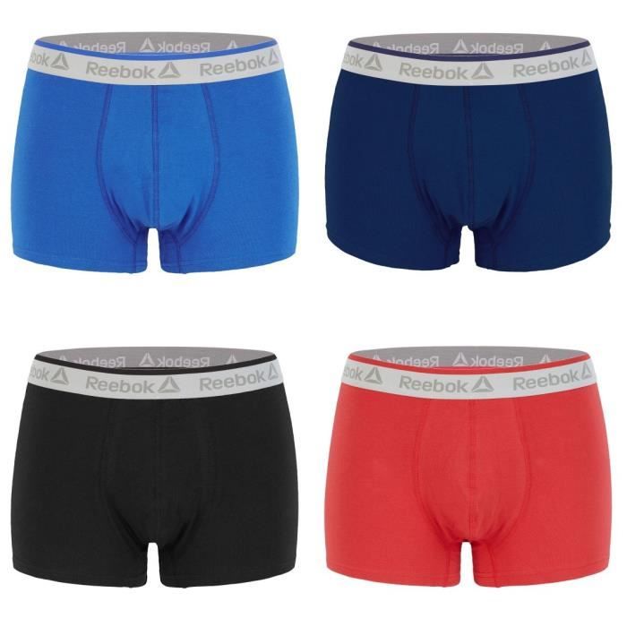 REEBOK Lot de 4 Boxers Noir Bleu et Rouge Homme