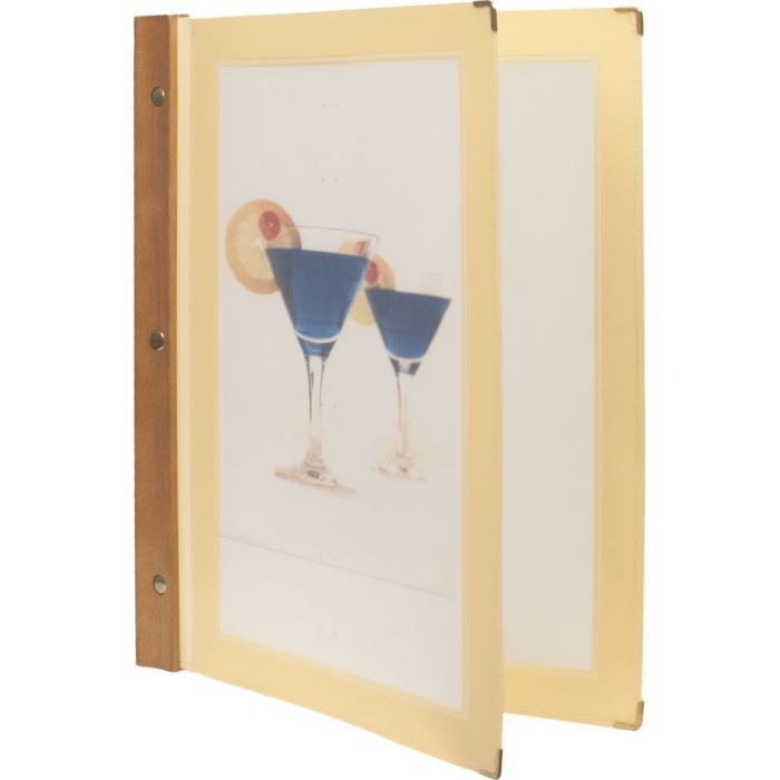 Protège menu A4 beige ivoire Ligne Bois, 2 inserts