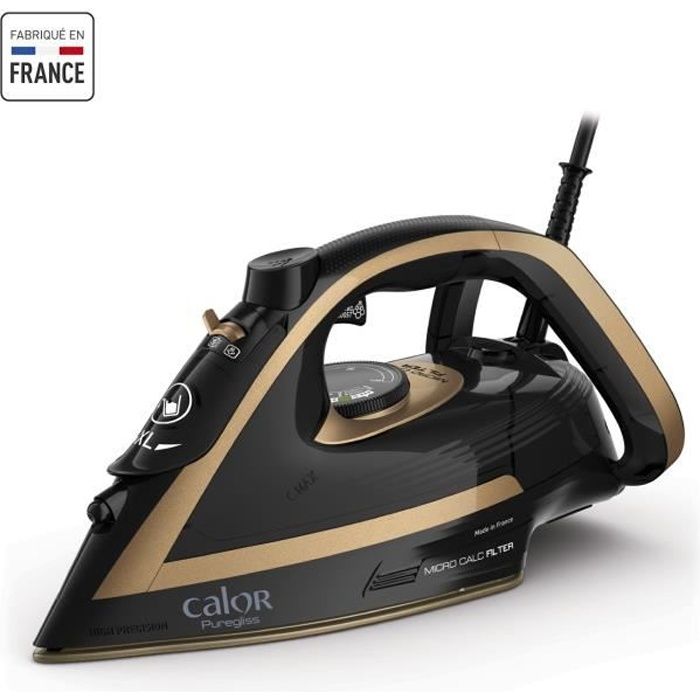 CALOR FV8064C0 Fer à repasser vapeur, 3000 W, Débit vapeur 50 g/min, Pressing 280 g/min, Collecteur calc breveté, Fabriqué en France