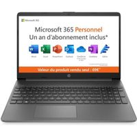 PC Portable HP 15s-fq0024nf - 15,6" FHD - Celeron N4120 - RAM 4 Go - 128Go SSD - Win 11 -Microsoft 365 Personnel inclus 1 an-