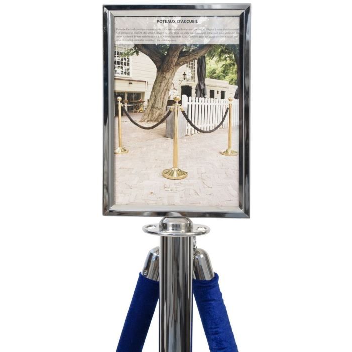 Porte-affiche chrome pour poteau d'accueil