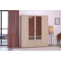Armoire VARIA - Décor chêne - 4 portes - 2 tiroirs