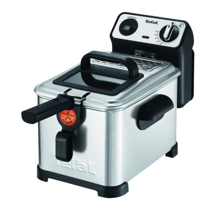 TEFAL FR51170 Friteuse Filtra Pro Inox & Design 3L, 1,2Kg de frites Thermostat Réglable