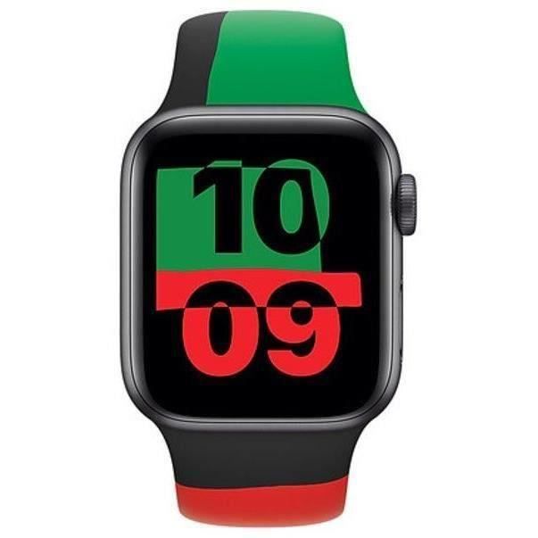 Apple Watch Séries 6 CELLULAR - 44 mm - Boitier aluminium - Bracelet Noir, vert et rouge