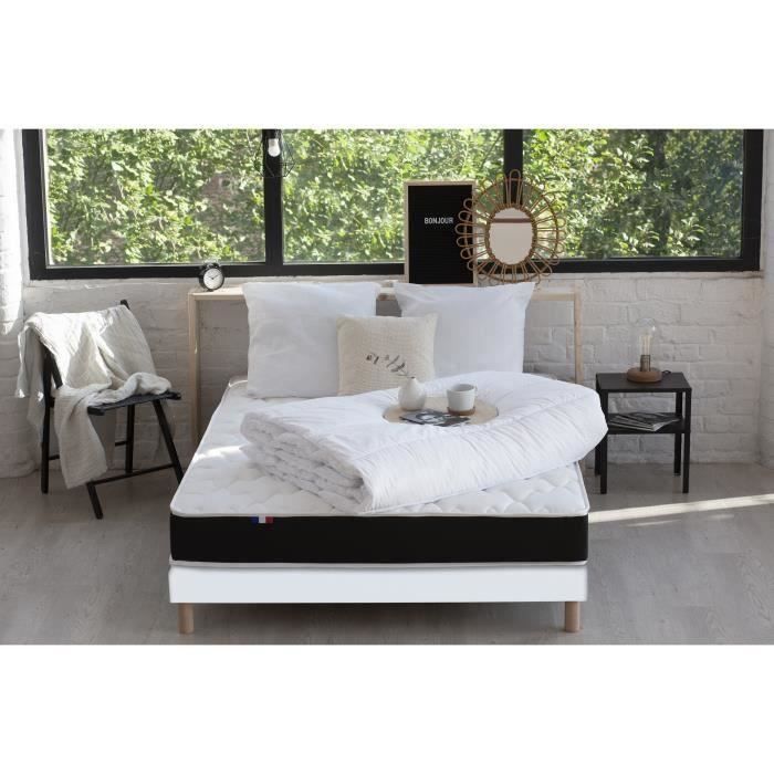 CONFORT DESIGN Matelas 140x190cm - 551 Ressorts - 5 zones + Couette + 2 Oreillers - 100% Français