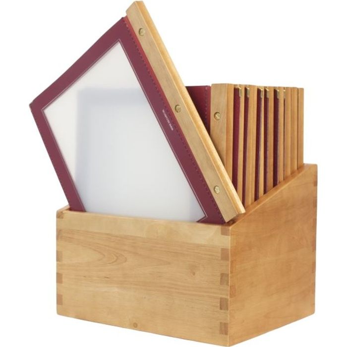Protège menu A4 bordeaux Ligne Bois, 2 inserts
