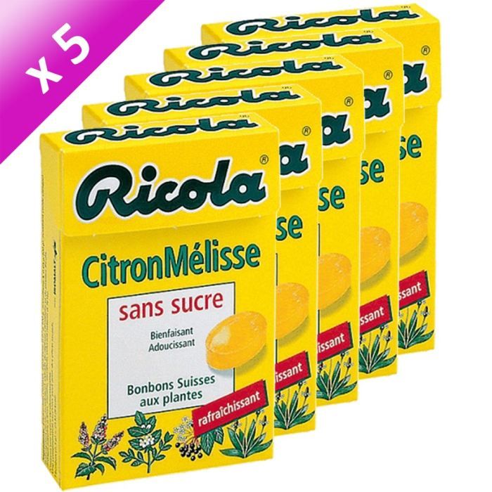 RICOLA Citron Mélisse Sans Sucre 5x50g