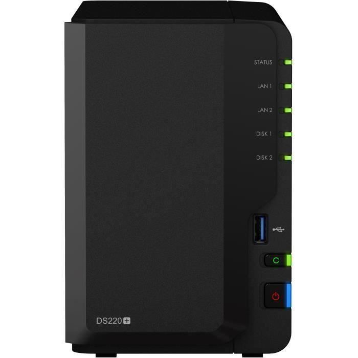 SYNOLOGY - Serveur de Stockage (NAS) - DS220+ - 2 Baies - Boitier nu