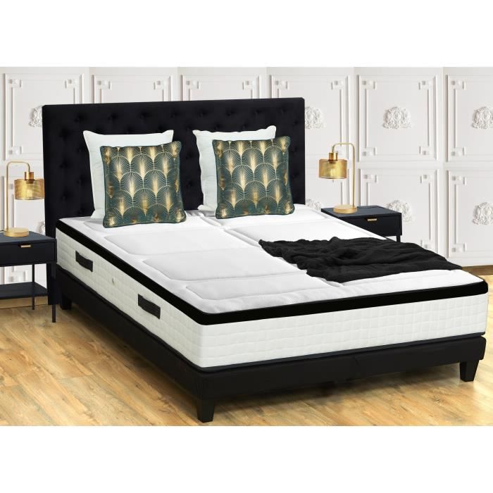 Ensemble lit matelas et sommier 140x190 cm en bois - BLOSS