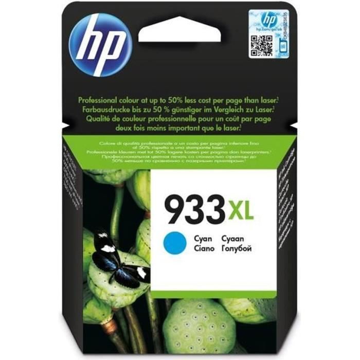 HP 933XL Cartouche dencre cyan grande capacité authentique (CN054AE) pour HP OfficeJet 6100/6600/6700/7100/7510/7610