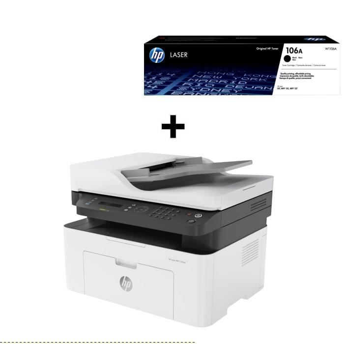 HP Laser MFP 137fnw + HP 106A Cartouche de toner noir authentique ...