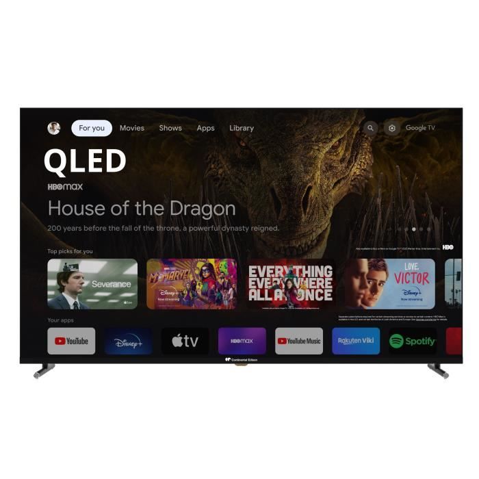 CONTINENTAL EDISON - CELED50SGQLD24B6 - 50 (127 cm) - QLED UHD 4K - Smart TV Google - 4xHDMI - 3xUSB