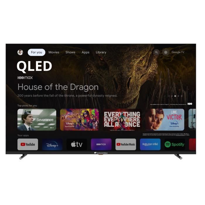 CONTINENTAL EDISON - CELED55SGQLD24B6 - 55 (139 cm) - QLED UHD 4K - Smart TV Google - 4xHDMI - 3xUSB