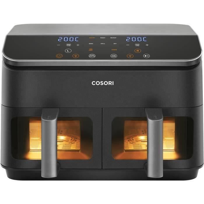Friteuse sans huile COSORI - Dual Basket Chef Edition - Capacité 85L - 2 paniers - 8 programmes - 1750W - Noir
