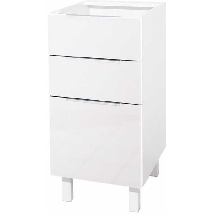 Pop Meuble Bas De Cuisine L 40 Cm Blanc Brillant Achat Vente