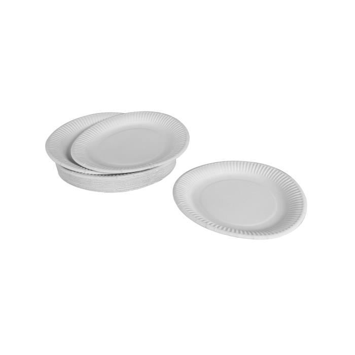 Assiette ronde en carton blanc Diam: 18 cm 18 cm x 100 unités