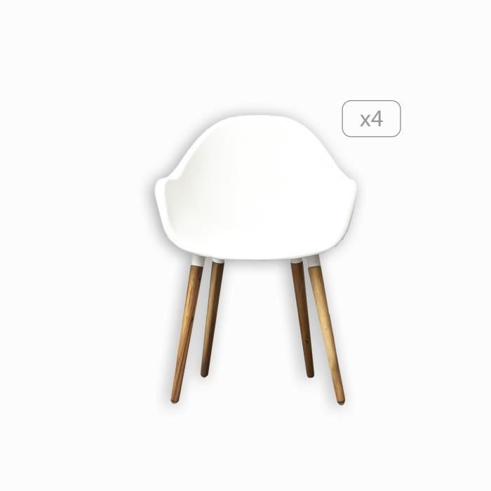 BEAU RIVAGE Lot de 4 chaises style scandinave - 55 x 59 x 83 cm - Blanc