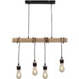 Suspension DETROIT en bois - Style industriel - Noir - Salon - 4 ampoules incluses-0