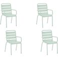 Lot de 4 fauteuils de jardin - Acier - Vert Céladon - Meuble de jardin - Métal - 4 personnes - 43 x 58 x 86 cm-0