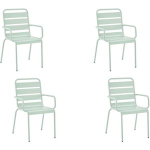 FAUTEUIL JARDIN  Lot de 4 fauteuils de jardin - Acier - Vert Célado