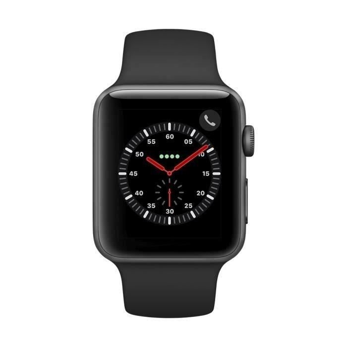 Apple Watch Series 3 GPS + Cellular - 42mm Boîtier aluminium gris sidéral - bracelet noir (2018) - Reconditionné - Excellent état - Apple