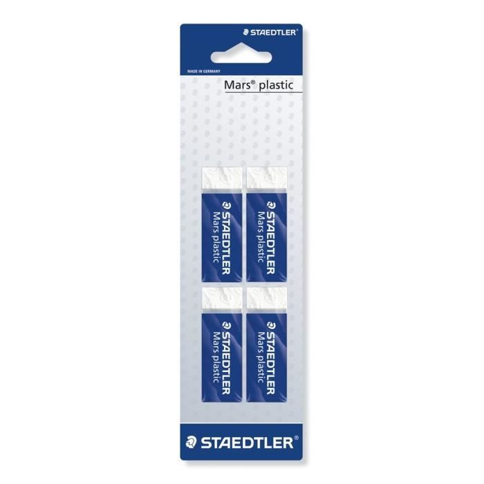 STAEDTLER Blister 4 Gommes Blanches sans Latex
