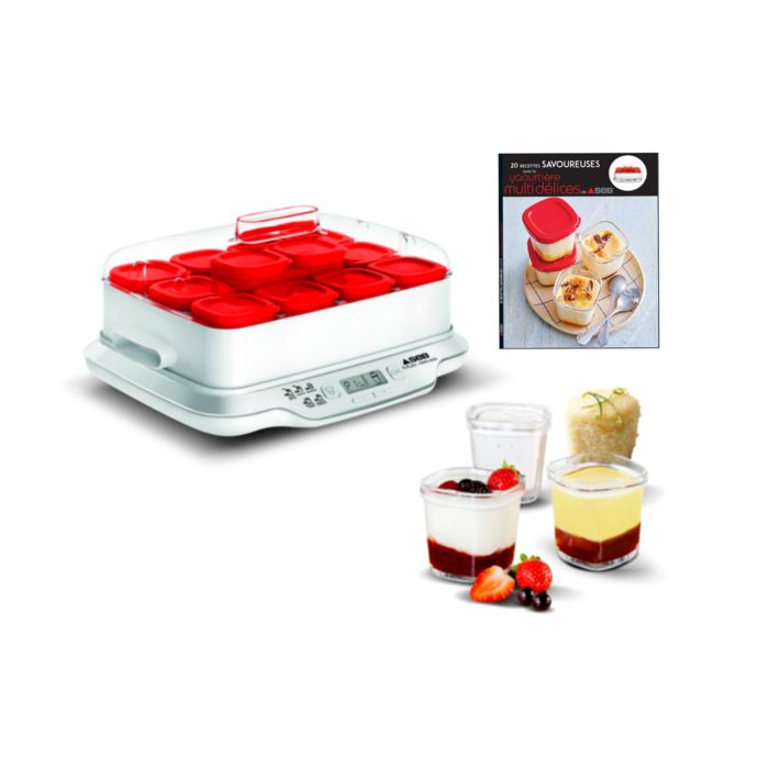 SEB Yaourtière 12pots 140 ml, Yaourts et desserts maison, 5 programmes automatiques, 100 % sans BPA,