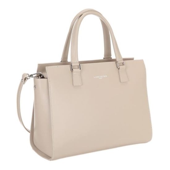 Sac à Main Lancaster Ref 38651 Taupe Galet - Cuir Lisse, Bandoulière Amovible, élégant Et Pratique