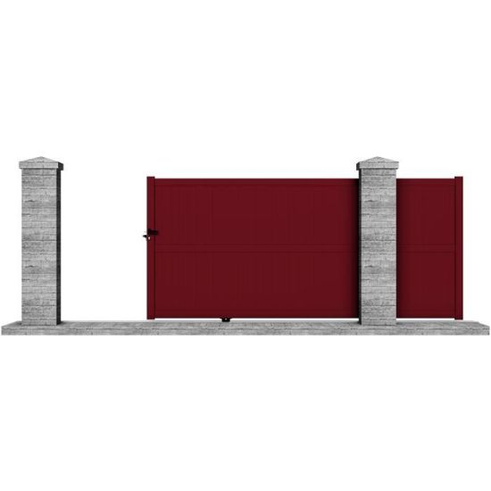 Portail manuel coulissant aluminium Telica 3,5m rouge - CLOTURA