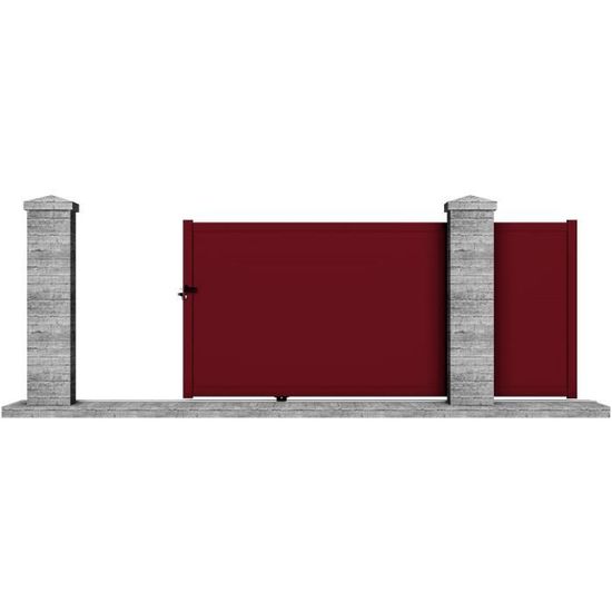 Portail manuel coulissant aluminium Bagana 3,5m rouge - CLOTURA