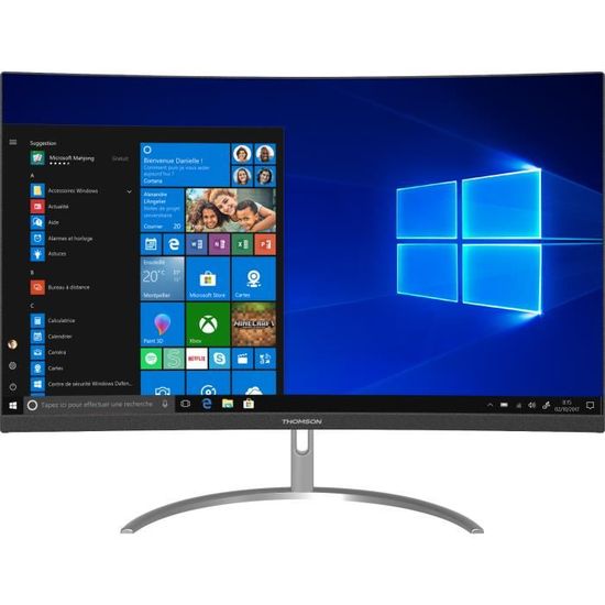 THOMSON PC Tout en un - 23,6'' FHD Incurvé - i3-5005u - RAM 4Go - Stockage 128Go SSD - Windows 10s - WiFi/B